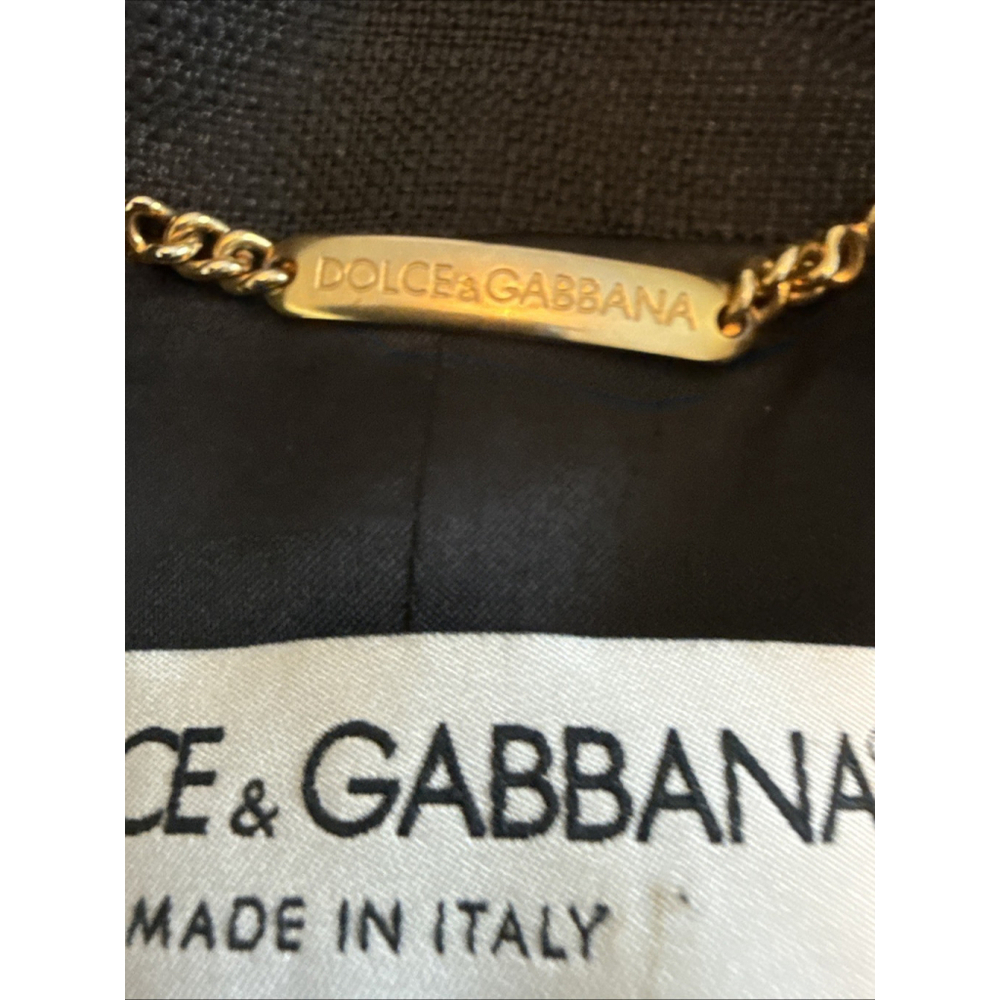 Dolce Gabbana Black Linen Blazer Jacket Size 48 Italy - Picture 5 of 8